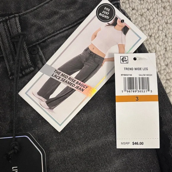 Charcoal Junior’s Straight Jeans Mid Rise Baggy - Picture 2 of 12